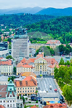 aerial view of the kongresni trg square in the slovenian capital ljubljana...IMAGE