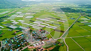 Aerial view of korean traditional folk village in Suncheon city