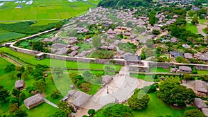 Aerial view of korean traditional folk village in Suncheon city