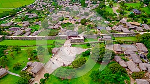 Aerial view of korean traditional folk village in Suncheon city