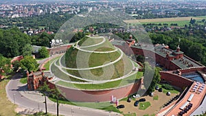 Aerial view of Kosciuszko Mound in Krakow