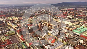 Aerial View Of Krakow, Old Town, The Cloth Hall, Cracow, Poland, Polska