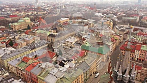 Aerial View Of Krakow, Old Town, The Cloth Hall, Cracow, Poland, Polska