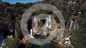 Aerial view of Kravica waterfall, Bosnia and Herzegovina.