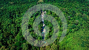 Aerial view of Kuang Si Waterfall in Luang Phabang, Laos