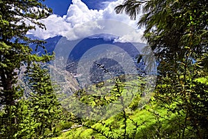 Aerial view of Kullu valley. Naggar, Himachal Pradesh. North Ind