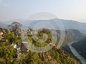 Aerial view of Kusma in Nepal