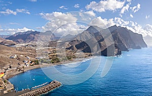 Aerial view with La Aldea de San Nicolas village, Gran Canaria