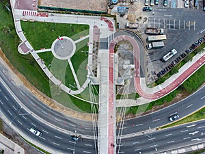 Aerial view of the La Amistad Bridge that connects the districts of Miraflores and San Isidro in the city of Lima