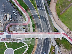 Aerial view of the La Amistad Bridge that connects the districts of Miraflores and San Isidro in the city of Lima photo