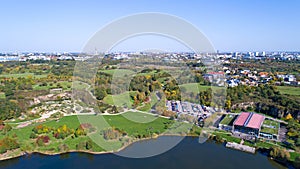 Aerial photo of La Carriere public garden in Saint Herblain photo