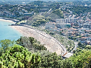 Aerial view of the La Cocha beach on a sunny day in Spain photo
