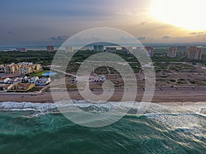 Aerial view of La Garrofera beach, south of Valencia, Spain