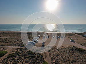 Aerial view of La Garrofera beach, south of Valencia, Spain