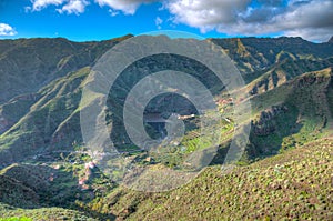 Aerial view of La Gomera from Mirador de Manaderos lookout, Canary Islands, Spain