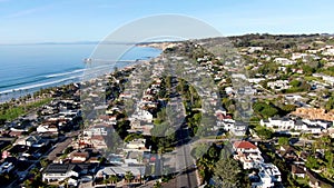 Aerial view of La Jolla beach and coastline. San Diego
