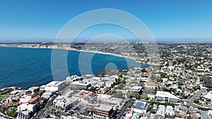 Aerial view of La Jolla town and beach. San Diego California