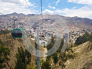 Aerial view of La Paz, Bolivia from a cable car. City center photo