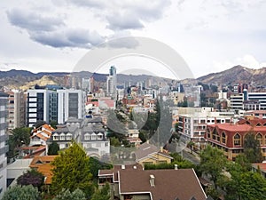 Aerial view of La Paz, Bolivia. South part of the city