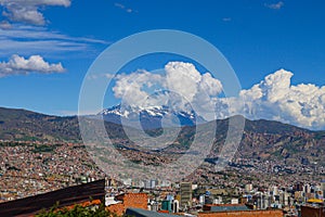 Aerial view of La Paz city in Bolivia