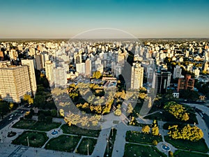 aerial view of Plaza Moreno Fountain in la plata town in Argentina