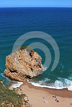 Aerial view of La Roca Roja beach in La Costa Brava region.