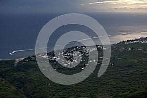 Aerial view of La Saline-Les-Bains at dusk