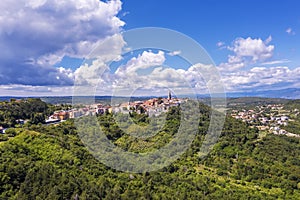 An aerial view of Labin, Istria, Croatia