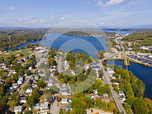 Aerial view of Laconia city, New Hampshire, USA