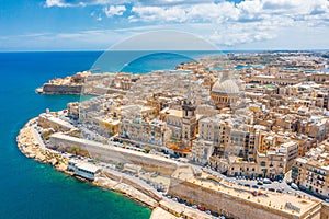 Aerial view of Lady of Mount Carmel church, St.Paul`s Cathedral in Valletta city, Malta photo