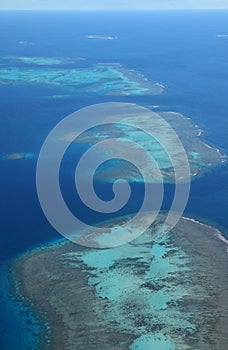 Aerial view of lagoon atoll phenomenon nearby Ile des Pins, New Caledonia