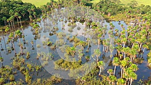 Aerial view of the Laguna del Amor in Colombia