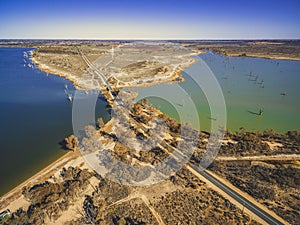 Aerial view of Lake Bonnie and Loch Luna in Riverland. photo