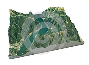 Aerial view of Lake Como, Laglio and surrounding areas map in 3d photo