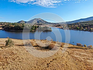 Aerial view of Lake Cuyamaca, California, USA