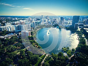 Aerial view of Lake Eola in Orlando photo