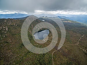 Aerial view of Lake Esperance, Hartz Mountains National Park, Ta