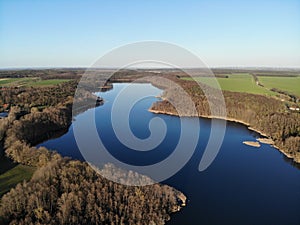 Aerial view of Lake Heinersdorfer See, located 40 kilometres east of Berlin