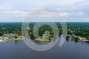 Aerial view of lake hide-a-way in Carriere, Mississippi