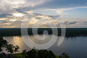 Aerial view of lake hide-a-way in Carriere, Mississippi photo
