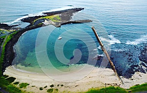 Aerial view of the lake Illawarra on a sunny day