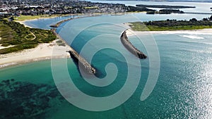 Aerial view of the lake Illawarra on a sunny day