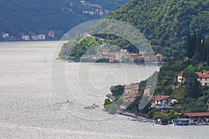 Aerial view of Lake Iseo and Monte Isola, Lombary Italy.