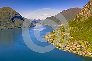 Aerial View of lake Lugano