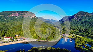 Aerial View of Lake Lure, North Carolina near Chimney Rock State