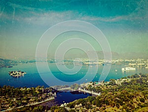 Aerial view of Lake Pichola, Udaipur, Rajasthan, India