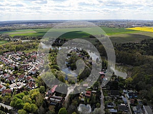 Aerial view of lake Retsee is a medium-sized lake located in the MÃ¤rkisch-Oder-Land