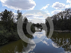 Aerial view of lake Retsee is a medium-sized lake located in the MÃ¤rkisch-Oder-Land