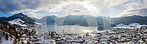 Aerial View Lake Schliersee Winter, Germany