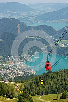 Aerial view of the lake St. Wolfgang, Austria